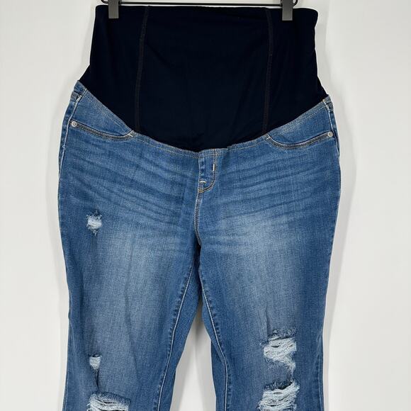 Ingrid and Isabel Straight Crop Distressed Over The Belly Maternity Jeans 10 - Picture 8 of 9
